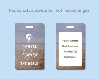 Personalisierbarer Kofferanhänger für den Urlaub, Personalisierter Gepäckanhänger für die Reise als personalisiertes Geschenk zu Weihnachten