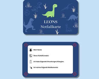 Children's Emergency Card / Emergency Card - Personalized plastic card with emergency information and emergency contact person