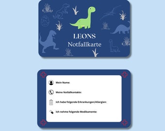 Children's emergency card / emergency card - Personalized plastic card with emergency information and contact person for emergencies