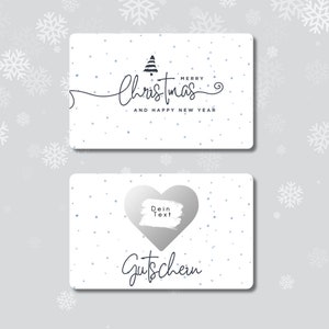 Vale de Navidad personalizado para rascar / tarjeta de plástico en formato tarjeta de crédito para diseñar tú mismo con un campo para rascar