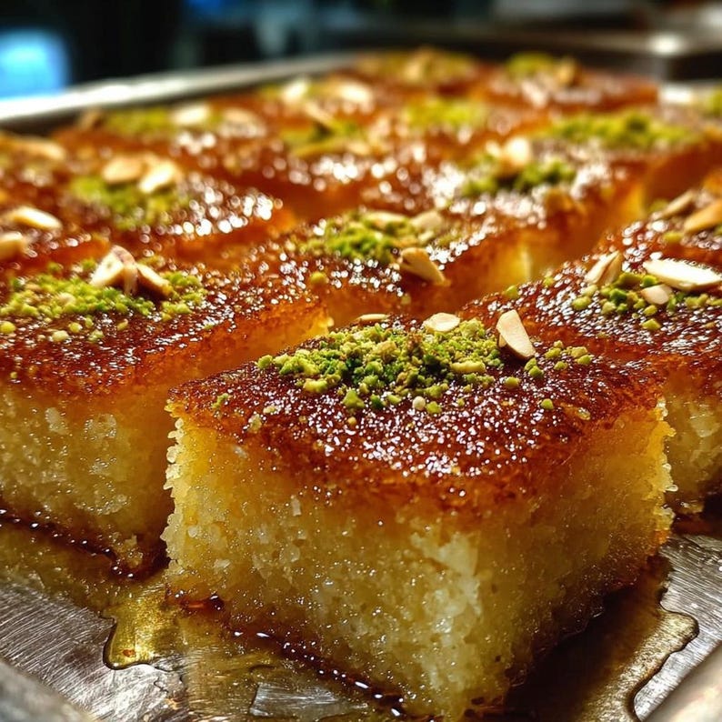 Receta fácil de Basbousa en PDF / Receta de pastel de sémola de Oriente Medio imagen 3