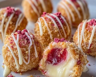 Receta de bocaditos crujientes de tarta de queso y fresa / Postre navideño fácil sin horno / Descarga instantánea en PDF