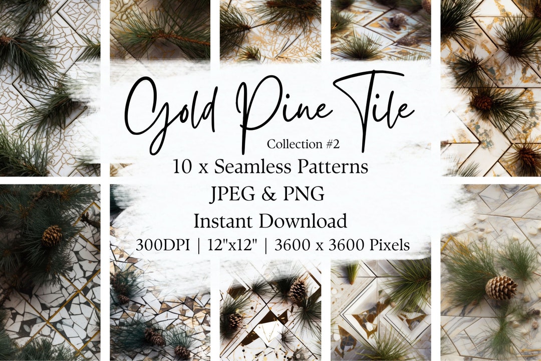 Pine Gold Green Tile | Tile Pattern | Seamless Pattern Set | Instant ...