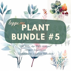 Pflanzen Clipart Bundle #5, Aquarell Clipart, Blumen Clipart, Hochzeitseinladung, Sukkulenten, Botanisch, Grün, Natur, Garten, Gartenarbeit