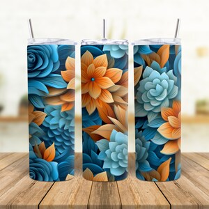 Floral Tumbler Wrap, Flower power, tumbler wraps featuring daisies, roses, and more. 3D designs wrap around entire tumbler for seamless look