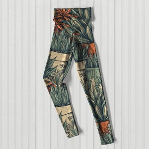 Vintage Floral Leggings - High-Quality Patterned Yoga Pants with a Classic Touch, Perfect for Workouts and Casual Wear, Gift for Her.