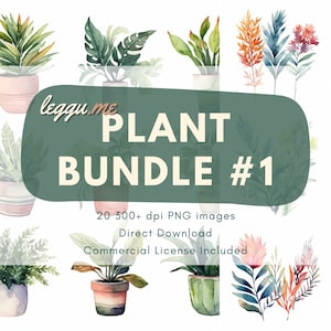 Pflanzen Clipart Bundle #1, Aquarell Clipart, Blumen Clipart, Hochzeitseinladung, Sukkulenten, Botanisch, Grün, Natur, Garten, Gartenarbeit