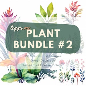 Pflanzen Clipart Bundle #2, Aquarell Clipart, Blumen Clipart, Hochzeitseinladung, Sukkulent, Botanisch, Grün, Natur, Garten, Gartenarbeit
