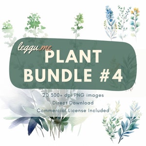 Pflanzen Clipart Bundle #4, Aquarell Clipart, Blumen Clipart, Hochzeitseinladung, Sukkulent, Botanisch, Grün, Natur, Garten, Gartenarbeit