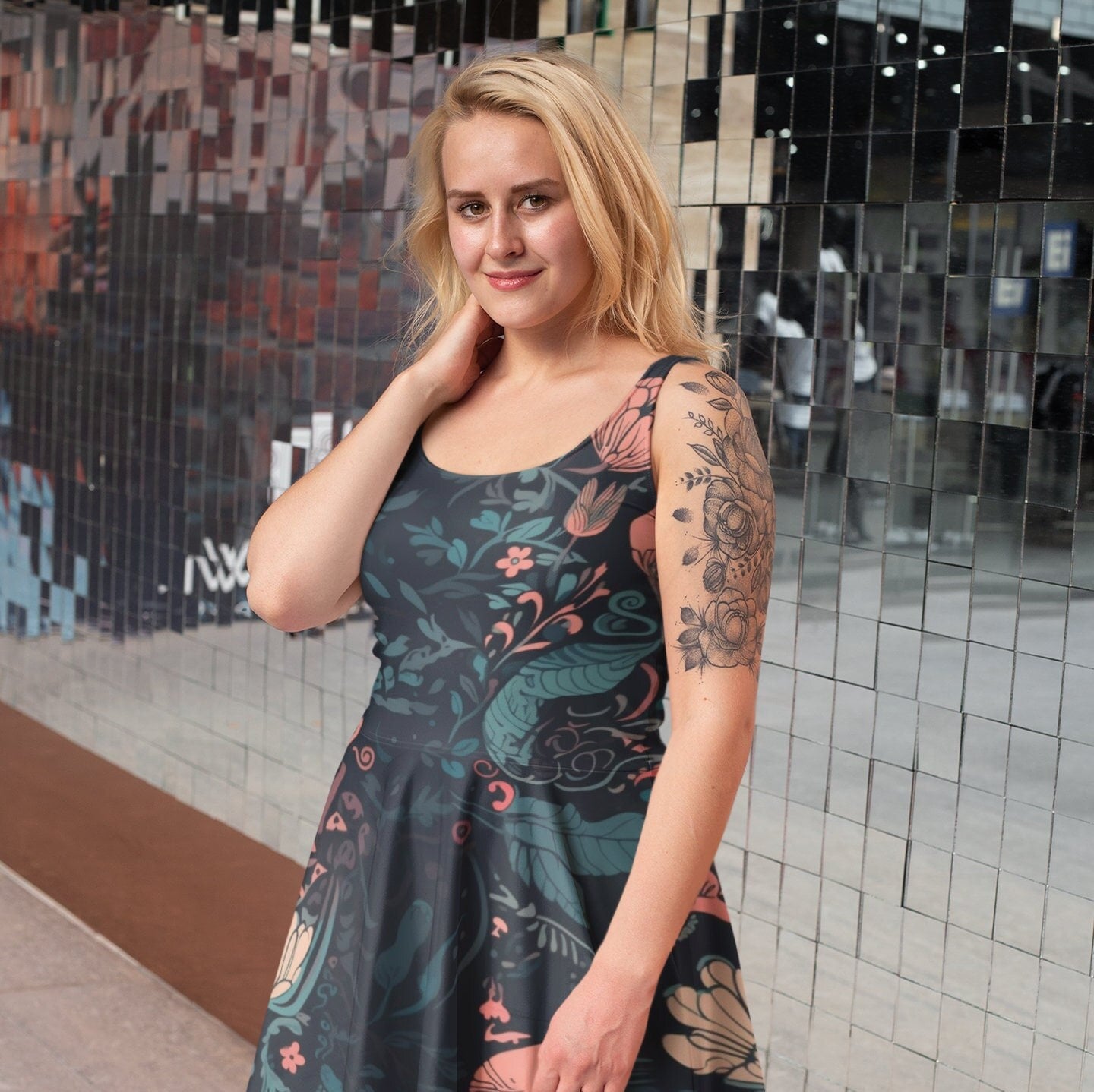 90s floral grunge dress Vintage 90s tropical floral dress grunge floral mini loose fit sleeveless dress XL main image 1