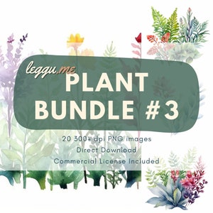 Pflanzen Clipart Bundle #3, Aquarell Clipart, Blumen Clipart, Hochzeitseinladung, Sukkulent, Botanisch, Grün, Natur, Garten, Gartenarbeit