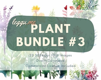 Pflanzen Clipart Bundle #3, Aquarell Clipart, Blumen Clipart, Hochzeitseinladung, Sukkulent, Botanisch, Grün, Natur, Garten, Gartenarbeit