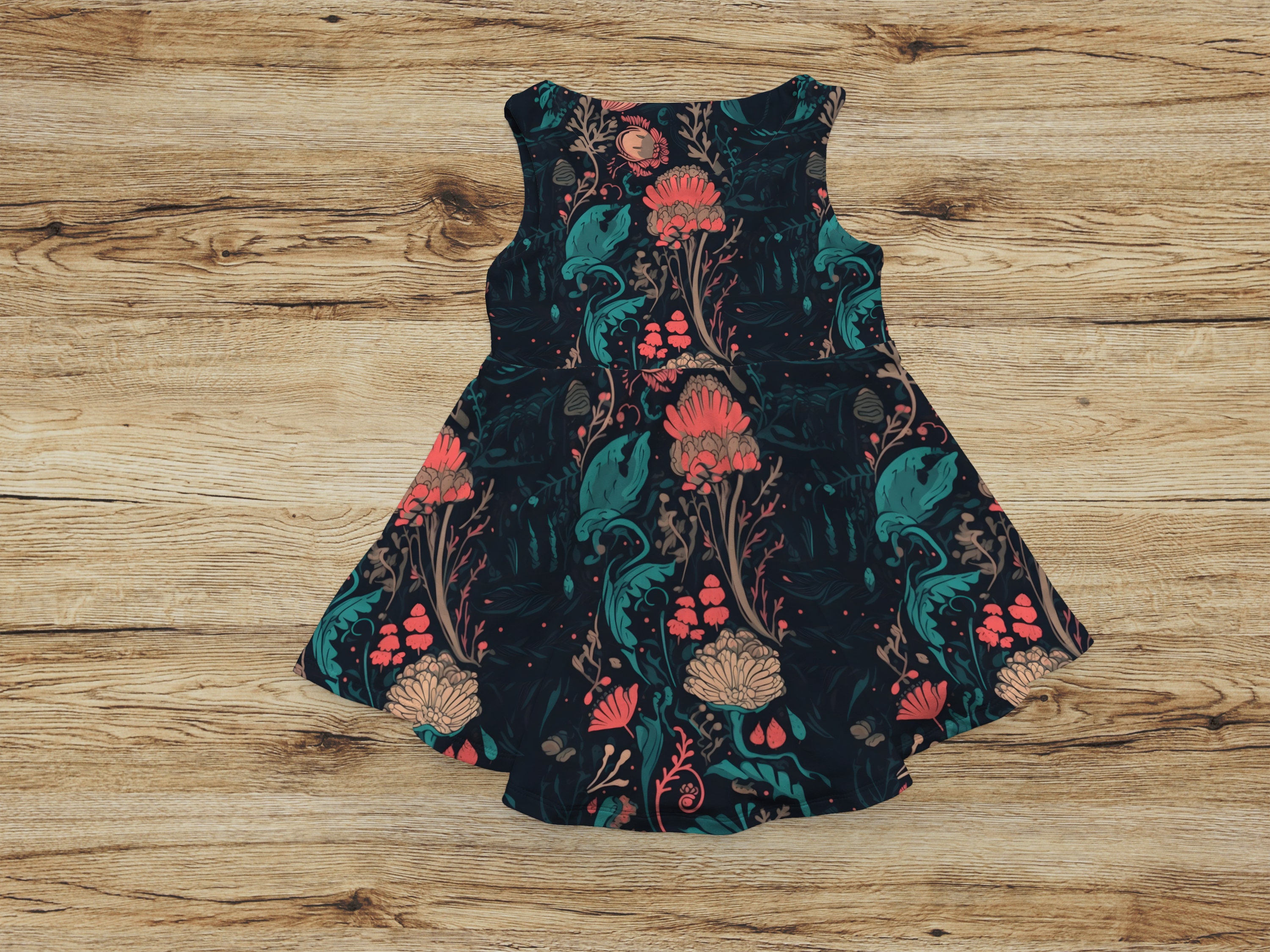 Grunge Floral Dress - Dark Florals, Edgy and Bold, Perfect for Fall and Winter, Distressed Detail, Grunge Vibes, Feminine Flair