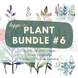 Pflanzen Clipart Bundle #6, Aquarell Clipart, Blumen Clipart, Hochzeitseinladung, Sukkulent, Botanisch, Grün, Natur, Garten, Gartenarbeit