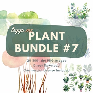 Pflanzen Clipart Bundle #7, Aquarell Clipart, Blumen Clipart, Hochzeitseinladung, Sukkulent, Botanisch, Grün, Natur, Garten, Gartenarbeit