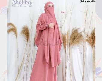 Abaya Set Francés Khimar Veil Fusionado Anti Hot Shakha, khimar hijab, Hijab para musulmanes, Niqab Hijab, Vestido islámico de primera calidad musulmán FD41