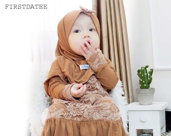 Khalisa Abaya for Kids 0-4 year, Funny Baby girl shirt, Baby Gift, Baby New Born Gift, Moslem Clothing FD09