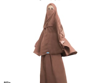 Abaya Francés Khimar Wolfis Premium Maryam Free Niqab, khimar hijab, Hijab para musulmanes, Niqab Hijab, Vestido islámico de primera calidad musulmán FD42