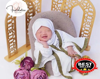 Turkish abaya for baby girls aged 0-3 years,Muslim T Shirt, Funny Baby girl shirt, Baby shirt, Baby New Born Gift, Moslem Clothing FD27
