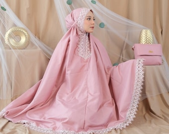 Tägliche Kamelia Premium Lace Erwachsenen Mukena, Ein Set Beten Set, Islamisches Beten Set, Muslimisches Beten Set, Khimar, Hijab für muslimische Frauen LD50