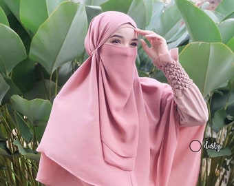 New Bergo Humaira hijab + Niqab, khimar hijab, Hijab for muslim women, Moslem Clothing, gift for women, gift for mom FD07
