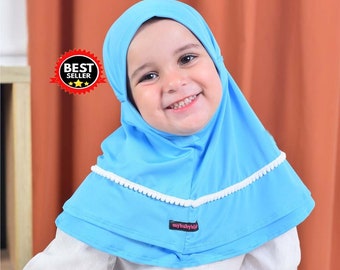 Headscarf Hijab for Newborn Baby Girls Pompom Model 0 Month-10 Years, Children Hijab, Muslim T Shirt, Baby Gift, Baby New Born Gift FD20