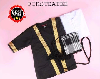 Newborn baby boy abaya sets 0-6 Years, abaya and red turban, Muslim T Shirt, Baby boy shirt, Baby shirt, Baby Gift, Baby New Born Gift FD55