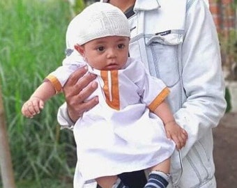 Abayas Children's Uzbekistan Model+Peci Muslim 0 Month-2 Year, Muslim T Shirt, Baby boy shirt, Baby shirt, Baby Gift,Baby New Born Gift FD31