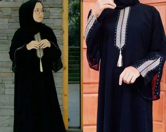 Couple Black Gamis pair of children and mother, Dress, Funny Baby girl shirt, Abaya Dress For Mom, Baby New Born Gift, Moslem Clothing FD111