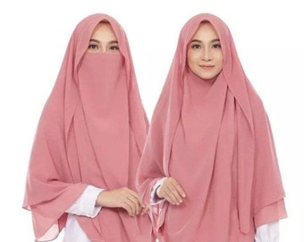 Français Khimar Niqab hijab du Yémen + Niqab, hijab khimar, hijab pour femmes musulmanes, vêtements musulmans, cadeau pour femme, cadeau pour maman FD28