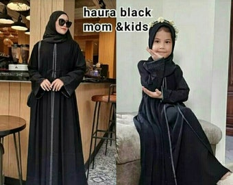 Gamis Mata Swaorsky Black Abaya Maxy Dress Couple, Funny Baby girl shirt, Abaya Dress For Mom, Baby New Born Gift, Moslem Clothing FD110