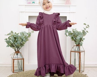 Abaya Crinkle 0-4 YEARS, Baby Girl Abaya Dress, Muslim Dress for Girls, Islamic Clothing, Toddler Hijab Dress,Eid Outfit,Cute & Stylish FD66