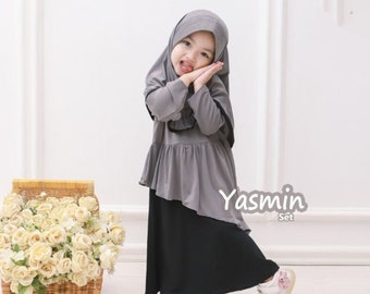 Abaya Ramadhan Set for Kid 3-8 Year, Muslim T Shirt, Funny Baby girl shirt, Baby shirt, Baby Gift, Baby New Born Gift, Moslem Clothing FD26