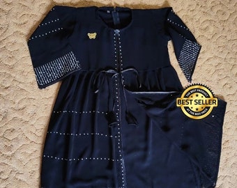 Gamis Abaya Swarosky Silver Black Dress Girls Muslim 1-14 Years, Funny Baby girl shirt, Baby Gift, Baby New Born Gift, Moslem Clothing FD106