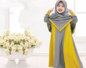 Premium Jersey Gamis Set Hijab, Abaya Muslim T Shirt, Funny Baby girl shirt, Baby shirt, Baby Gift, Baby New Born Gift, Moslem Clothing FD91