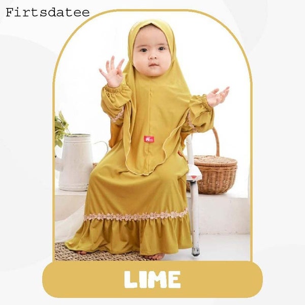 Velita Abaya Suit + Instant Hijab for Girls Age 1-12 Years, Funny Baby girl shirt, Baby Gift, Baby New Born Gift, Moslem Clothing FD05