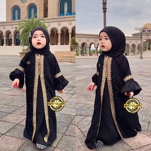 Children's Gamis 1-14 Years, Abaya Zipper Lace Brick, Funny Baby girl shirt, Baby shirt, Baby Gift, Baby New Born Gift, Moslem Clothing FD96