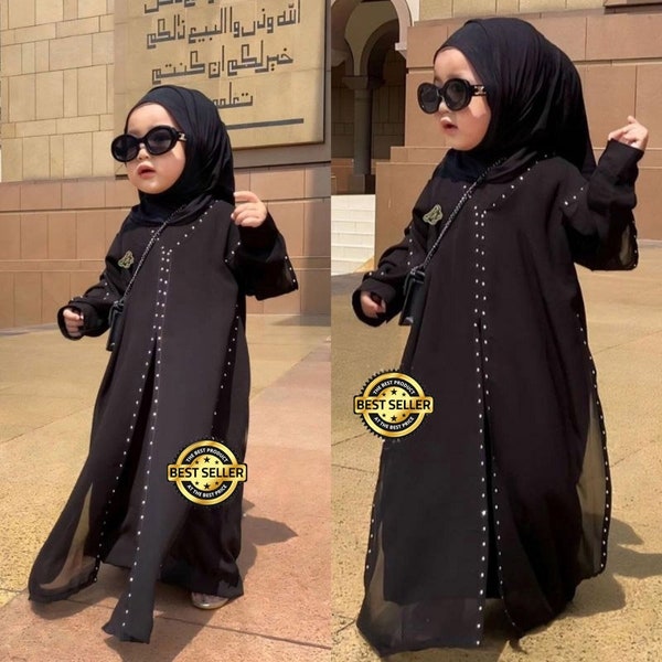 Black children's gamis Abaya kids Ratih 1-14 years,Funny Baby girl shirt, Baby shirt, Baby Gift, Baby New Born Gift, Moslem Clothing FD97