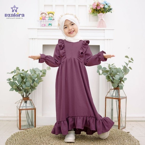 Abaya Crinkle 0-4 YEARS, Baby Girl Abaya Dress, Muslim Dress for Girls, Islamic Clothing, Toddler Hijab Dress,Eid Outfit,Cute & Stylish FD66
