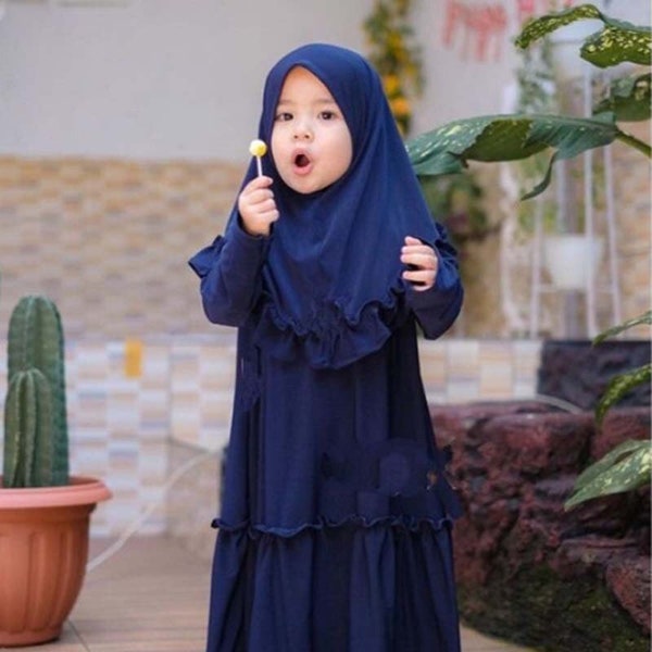 Abaya Holiday Hijab Set 3-8 Year, Muslim T Shirt, Funny Baby girl shirt, Baby shirt, Baby Gift, Baby New Born Gift, Moslem Clothing FD25