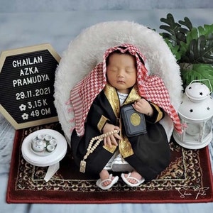 Baby boy abaya sets 0-6 Years, abaya and turban, Baby Boy Abaya Set, Islamic Clothing Set for Boys, Muslim Toddler Outfit,Modest Dress Set image 4