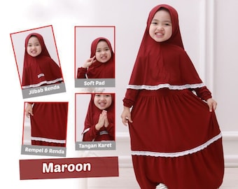 Premium matt Jersey Gamis Set Hijab, Muslim T Shirt, Funny Baby girl shirt, Baby shirt, Baby Gift, Baby New Born Gift, Moslem Clothing FD85
