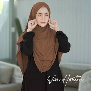 Khimar Syari Jumbo Jersey Premium Instant Bergo Veil Hijab, khimar Hijab för muslimska kvinnor, muslimska kläder, present till kvinnor, present till mamma FD57 Van Houten