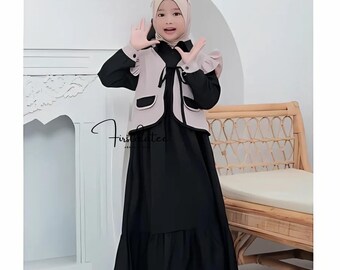 Gamis Mädchen Kid One Set Outer Cardygan, Lustiges Baby Girl Shirt, Baby Shirt, Baby Geschenk, Baby New Born Geschenk, Moslemische Kleidung LD100