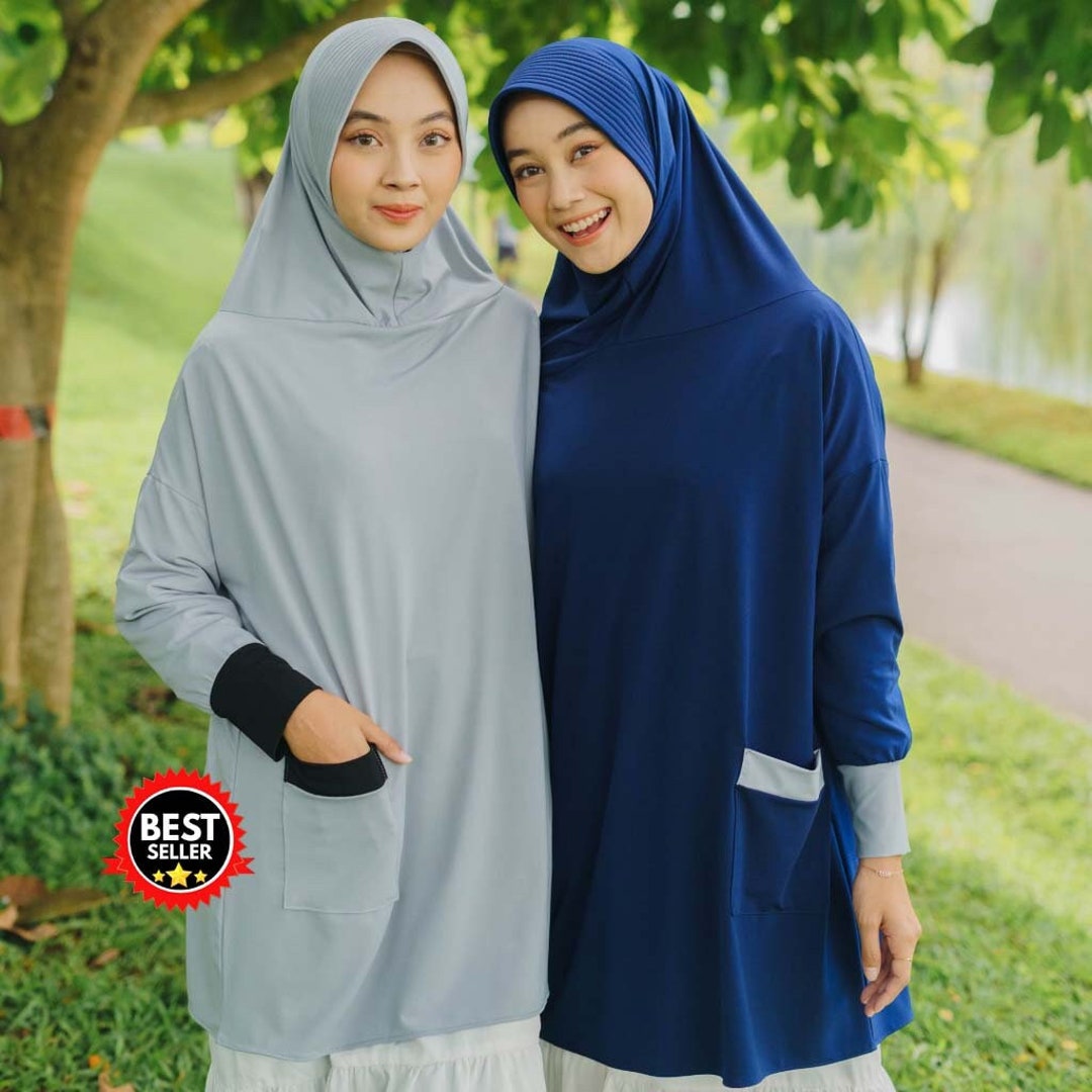 Hadhira Super Premium Jersey Instant Sleeve Hijab, Khimar Hijab, Hijab