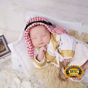 Ensembles abaya bébé garçon 0-6 ans, abaya et turban, ensemble abaya bébé garçon, ensemble de vêtements islamiques pour garçons, tenue musulmane pour tout-petit, ensemble robe modeste image 4