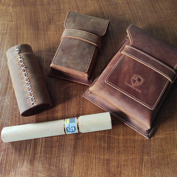 Leather Cigar Case Etsy