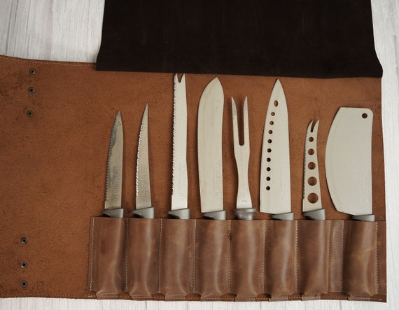 Handmade Leather Kitchen Knife Roll - Grommet's Leathercraft