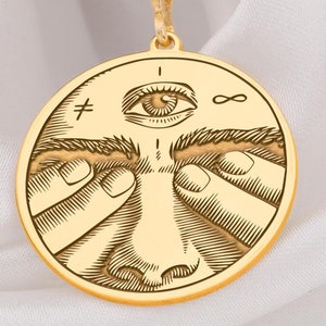 14k Gold Third Eye Gold Pendant - All-Seeing Eye- Inner Vision Necklace, Astral Vision, Handmade Sacred Eye Medallion for Men and Women
