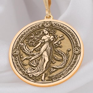 14K Gold Persephone Pendant Necklace, Queen of underworld Silver jewelry, Pomegranate Necklace, witchy Persephone necklace Gift for her